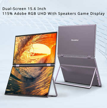 Sculptor Dual-Screen 15.6 Inch Portable Monitor  Screen 115% Adobe RGB UHD 1080P  Speakers Game Display